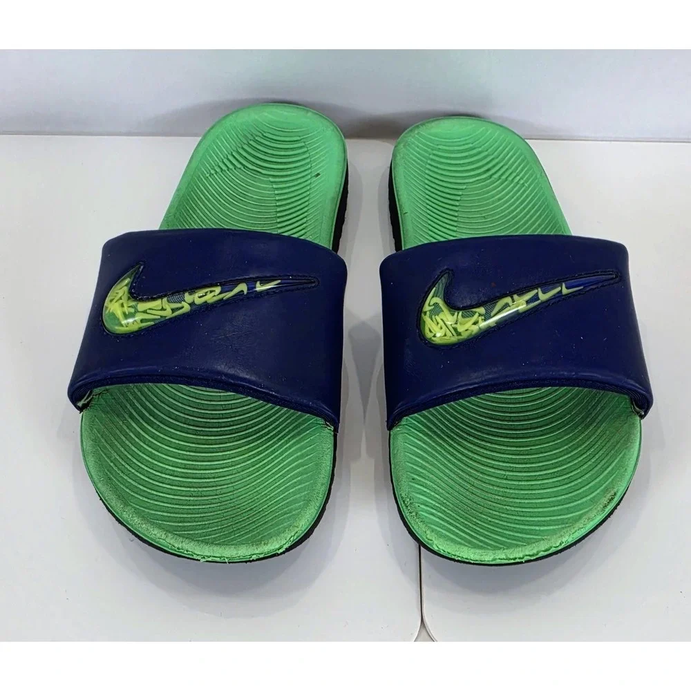Nike Kawa Slide Kid's Size 10 Blue Green AJ7293 400